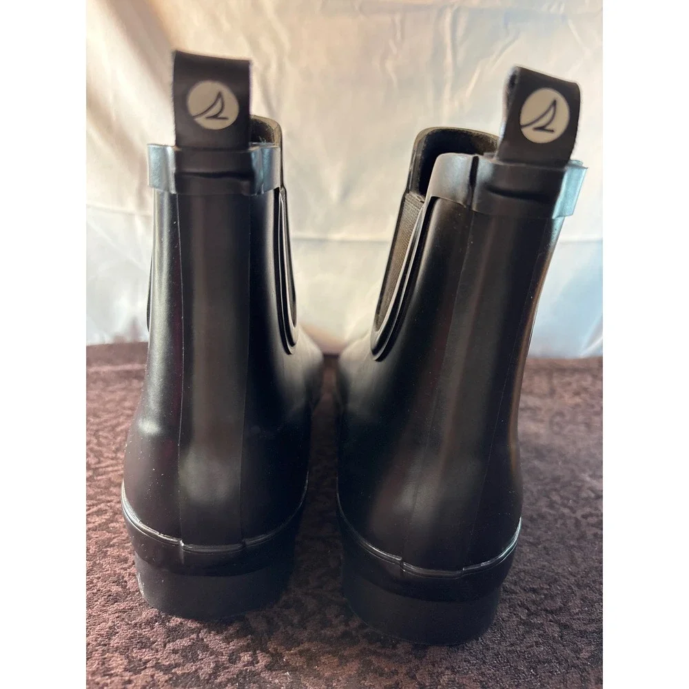 Sperry Mist Chelsea WM Black Waterproof Rubber Rain Boots Womens 11 109153
